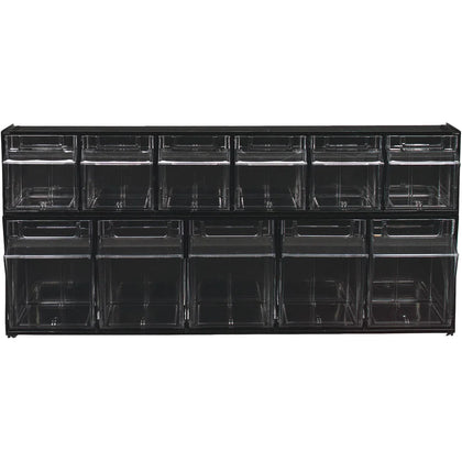 Deflecto Tilt Bin Multi-Bin Storage Organizer - 5 Compartments - Black Plastic - Tool & Organization