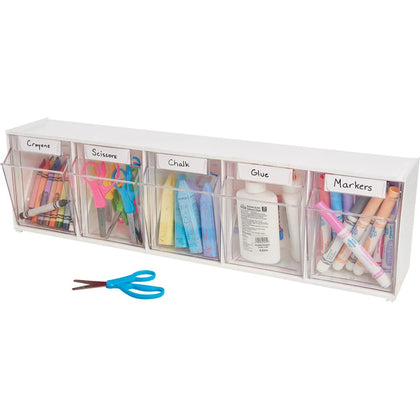 Deflecto Tilt Bin Multi-Bin Storage Organizer - Desktop - White - Tool & Organization