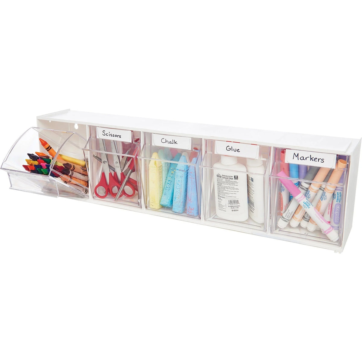 Deflecto Tilt Bin Multi-Bin Storage Organizer - Desktop - White - Tool & Organization