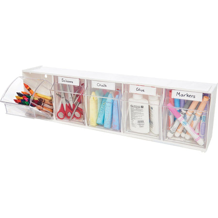 Deflecto Tilt Bin Multi-Bin Storage Organizer - Desktop - White - Tool & Organization