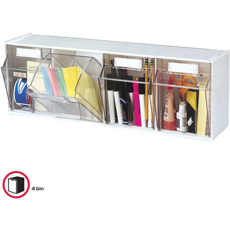 Deflecto Tilt Bin Multi-Bin Storage Organizer - Desktop - White - Tool & Organization