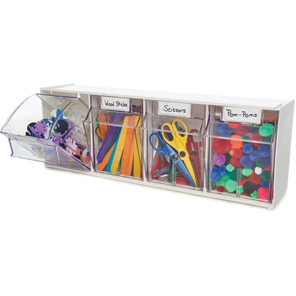 Deflecto Tilt Bin Multi-Bin Storage Organizer - Desktop - White - Tool & Organization