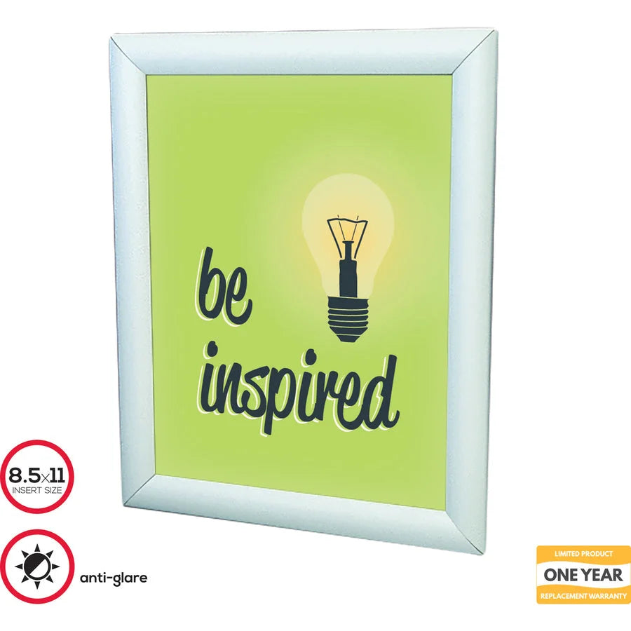 Deflecto Wall-Mount Snap Frame: 9.75’’ x 12.25’’ Sign Holder - Clear/Silver - Signs & Nameplates