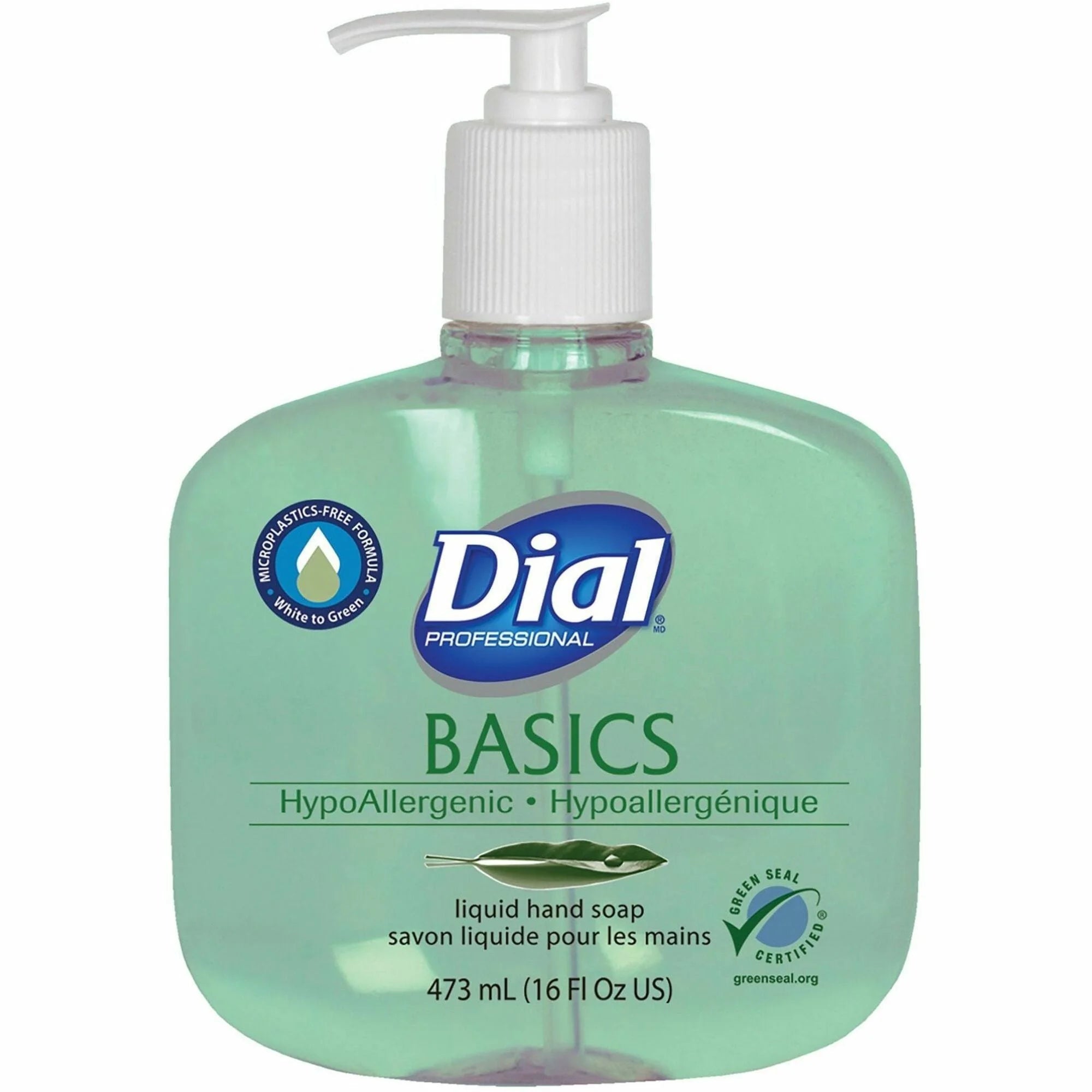 Dial Professional Basics Liquid Hand Soap: Fresh Floral Scent - 16 fl oz - Commercial Grade - Green - 12/Carton
