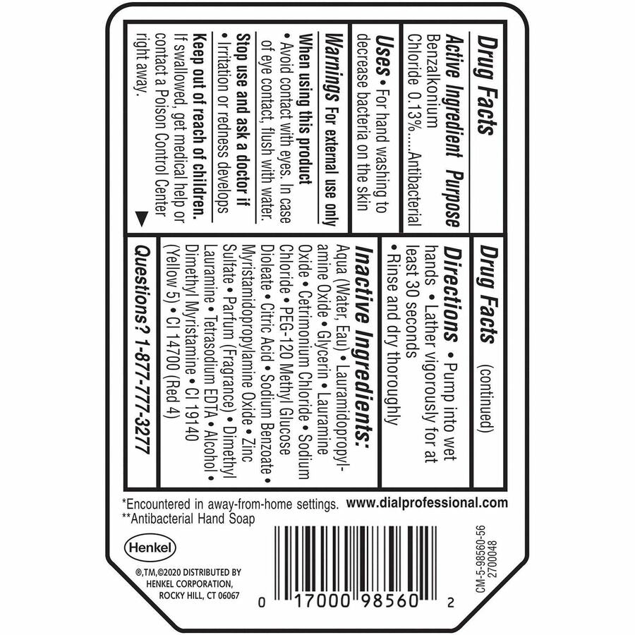 Dial Professional Versa Gold Liquid Hand Soap - Rear