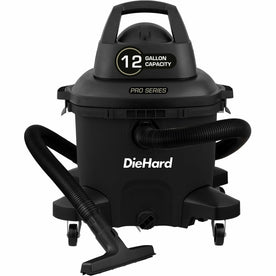 DieHard 12-Gallon 6 HP Pro Series Wet/Dry Vacuum - 12 gal - Squeegee Hose Wand Filter Crevice Tool Pick-up - Cleaners &