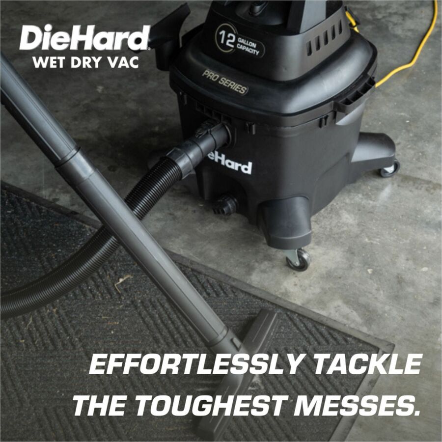DieHard 12-Gallon Pro Series Wet/Dry Vacuum - Powerful 6 HP - Versatile Cleaning - Rich Black - Cleaners & Accessories