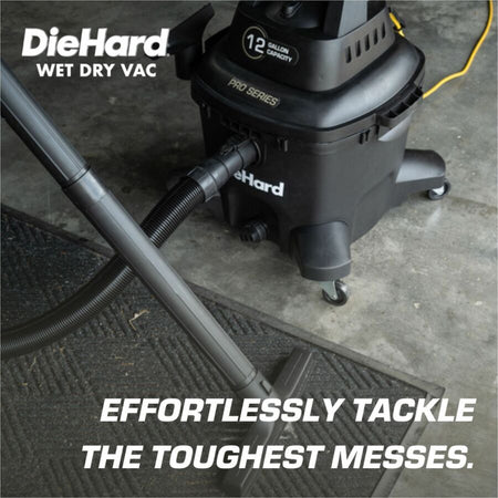 DieHard 12-Gallon Pro Series Wet/Dry Vacuum - Powerful 6 HP - Versatile Cleaning - Rich Black - Cleaners & Accessories