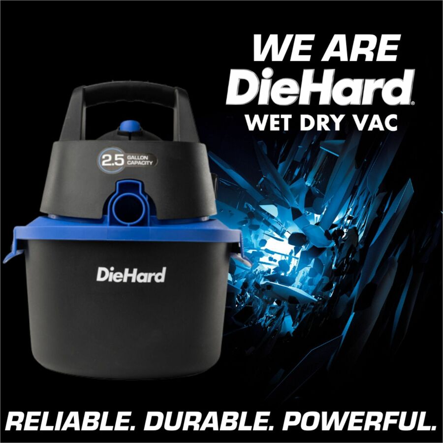 DieHard 2.5-Gallon 2.5 HP Wet/Dry Vacuum - 2.50 gal - Crevice Tool Pick-up Filter - Wet Surface Dry - Cleaners &