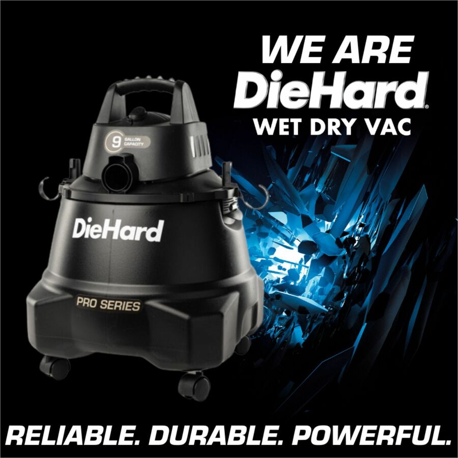 DieHard 9-Gallon 5.5 HP Pro Wet/Dry Vacuum - 9 gal - Squeegee Hose Wand Filter Crevice Tool Pick-up Floor - Cleaners &