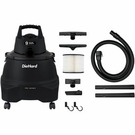 DieHard 9-Gallon 5.5 HP Pro Wet/Dry Vacuum - 9 gal - Squeegee Hose Wand Filter Crevice Tool Pick-up Floor - Cleaners &