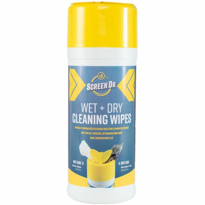 Digital Innovations ScreenDr Wet/Dry Wipes - Streak-Free Cleaning for Electronics - Supplies