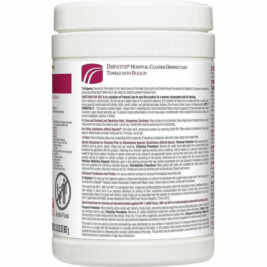 Dispatch Hospital Cleaner Disinfectant Towels with Bleach - Alternate-Image5