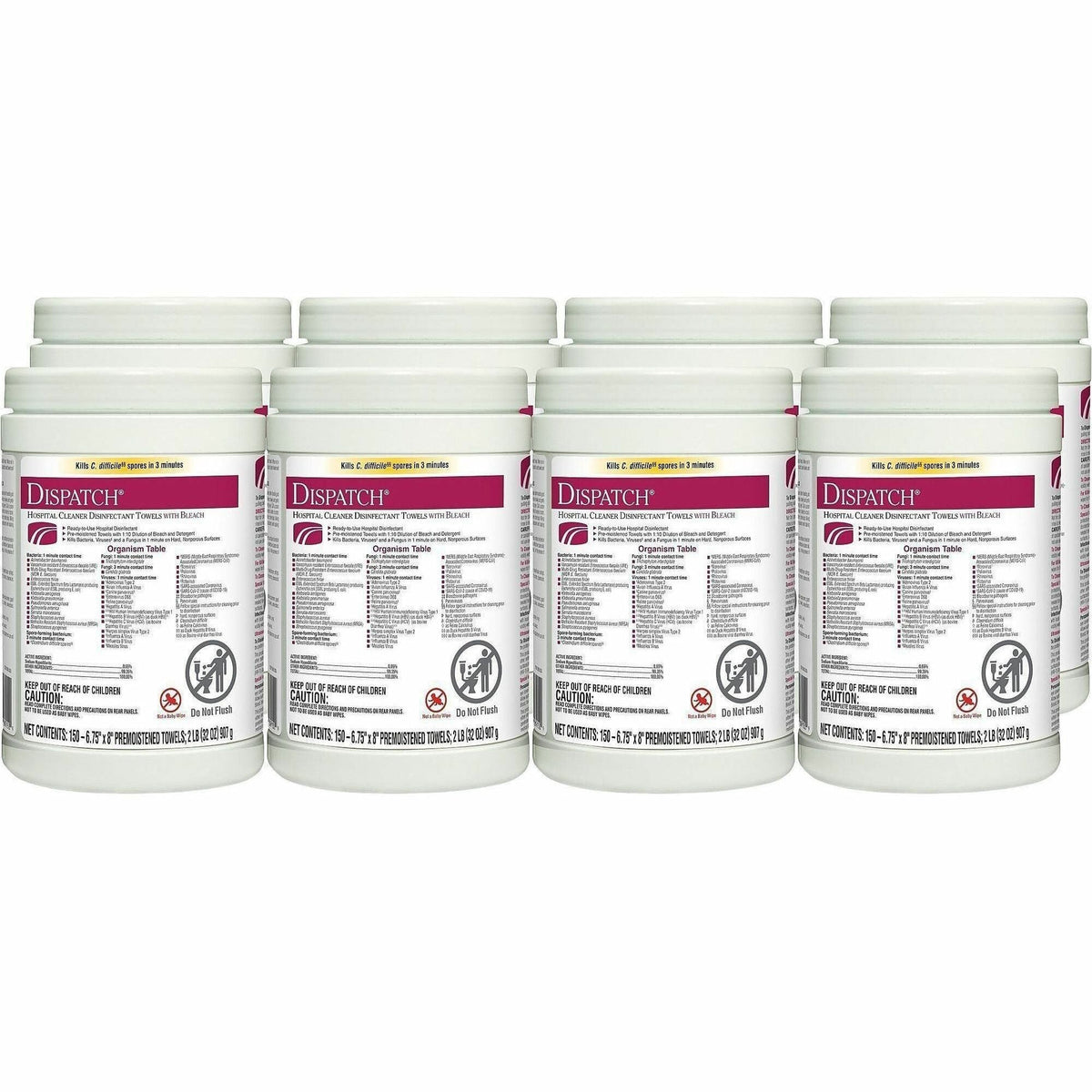 Dispatch Hospital Cleaner Disinfectant Towels with Bleach - 2000