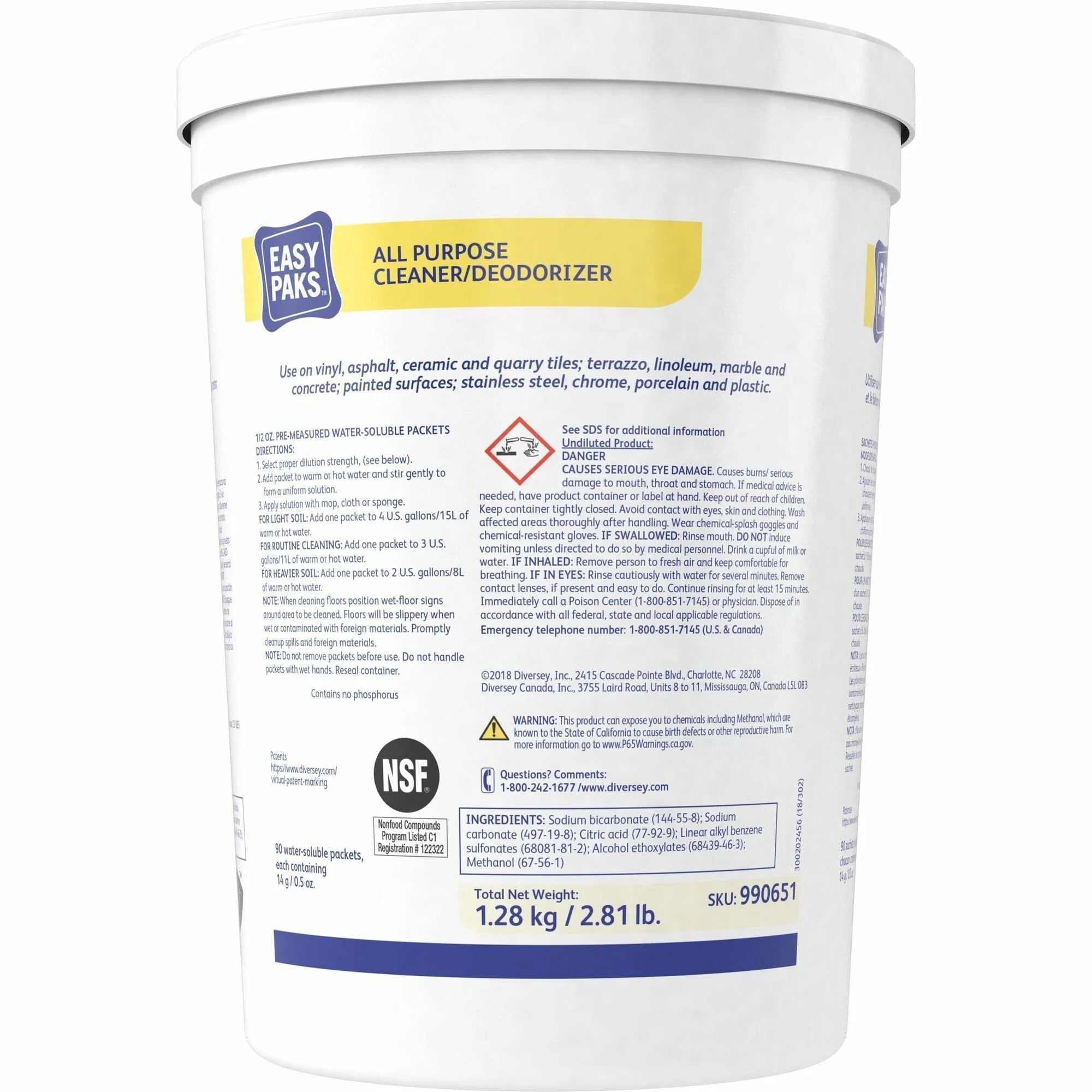 Diversey All Purpose Cleaner/Deodorizer - Concentrate - Lemon Scent - Easy to Use - Multipurpose Cleaners
