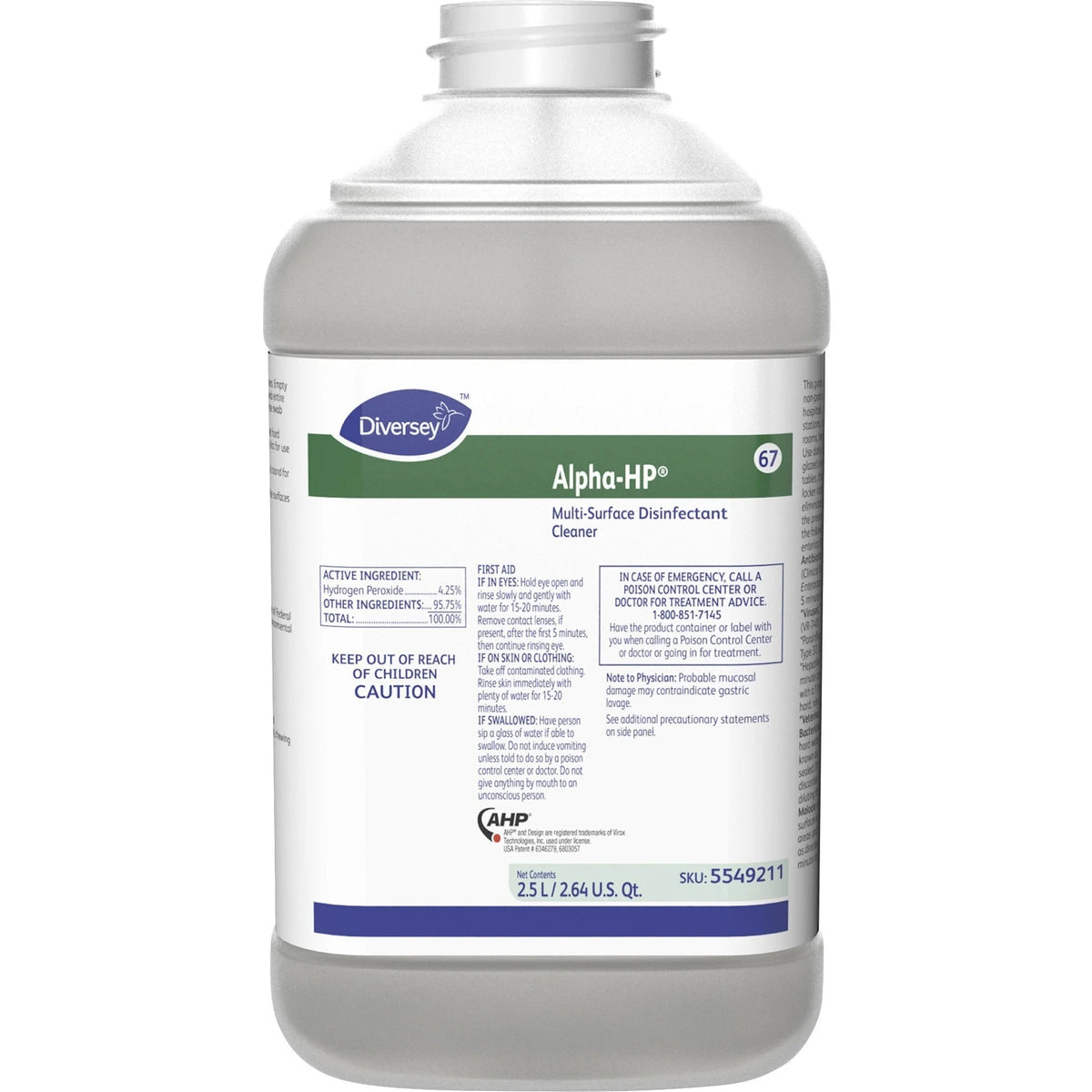Diversey Alpha-HP Multi Disinfectant Cleaner - Citrus Scent - 2.6 Quart - Disinfectants
