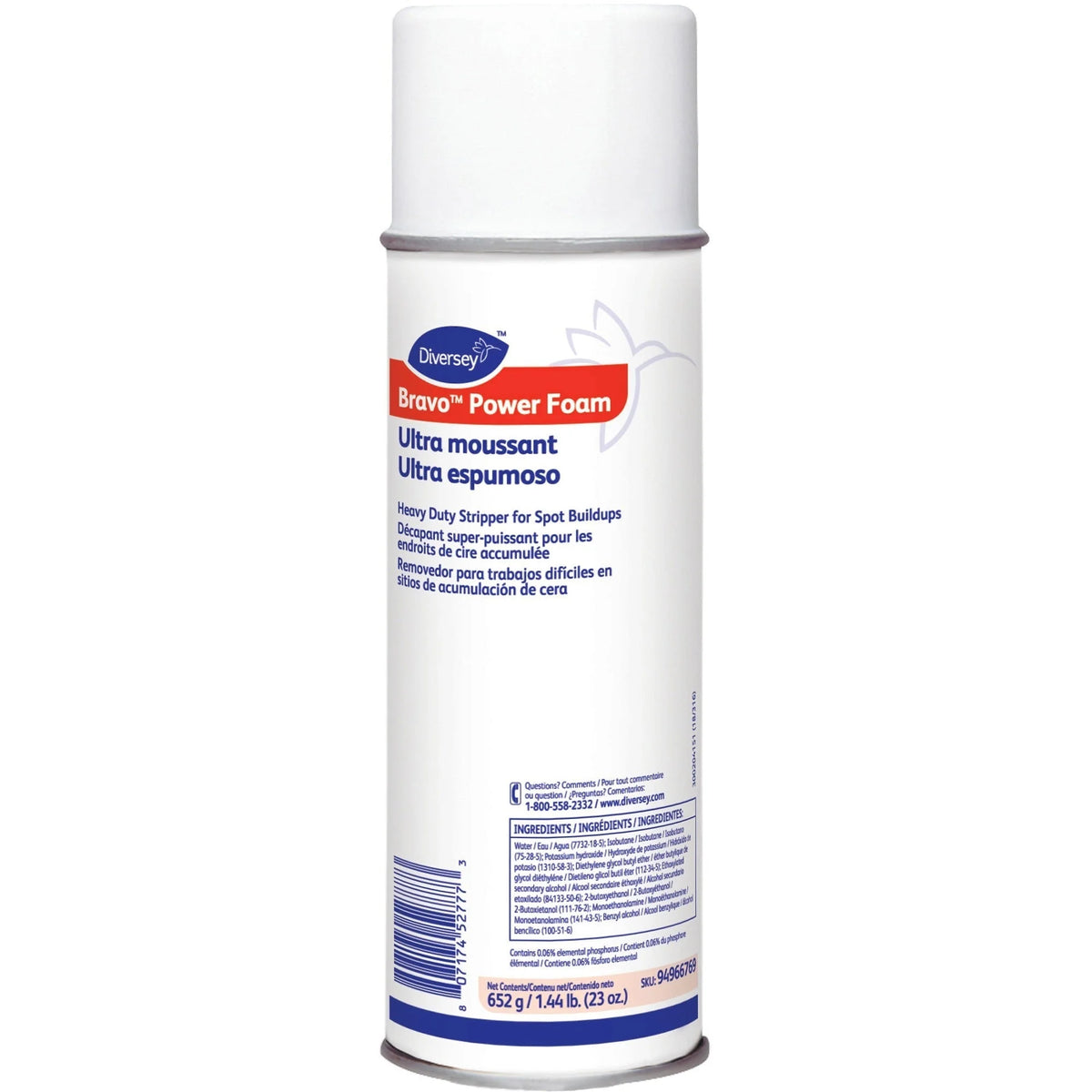 Diversey Bravo Power Foam Heavy Duty Stripper - Fast-Acting Solvent - 23 fl oz - Floor/Carpet Cleaners & Protectors