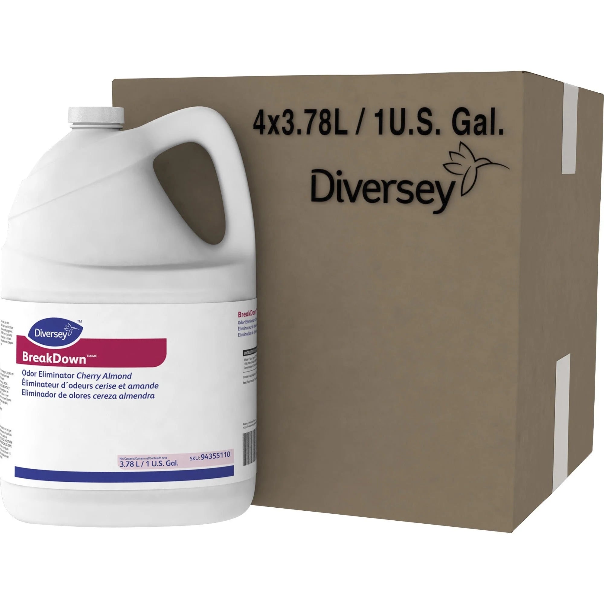 Diversey BreakDown Odor Eliminator Concentrate - Cherry Almond Scent - 128 fl oz - Deodorizers