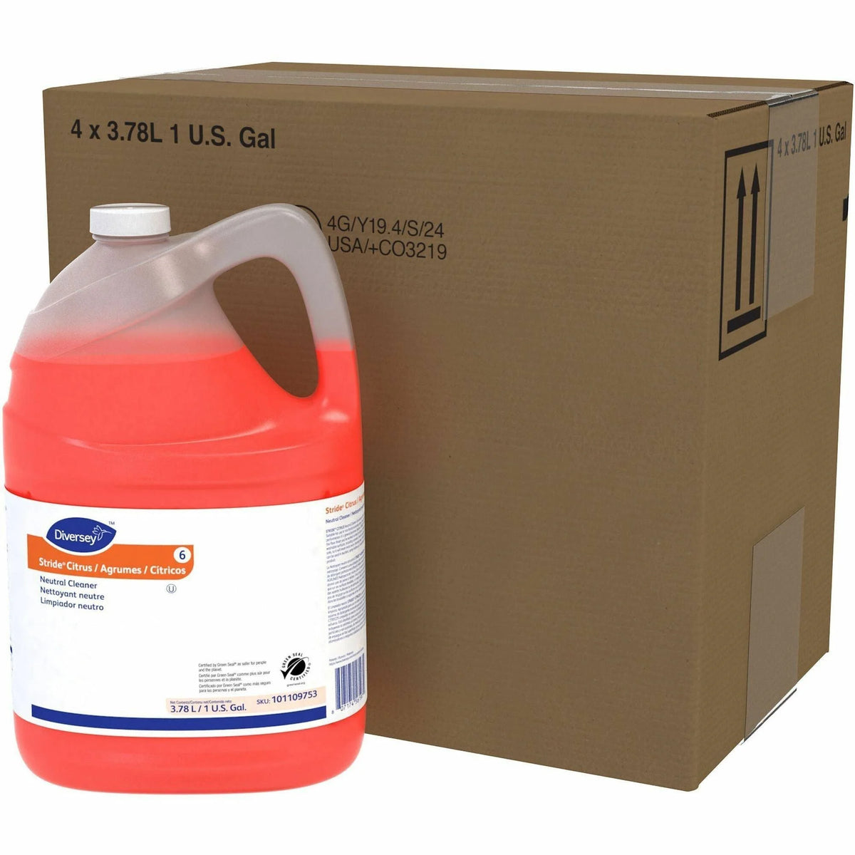Diversey Care Stride Citrus Neutral Cleaner - Concentrated Floor & Hard Surface Liquid - 128 fl oz - Scent