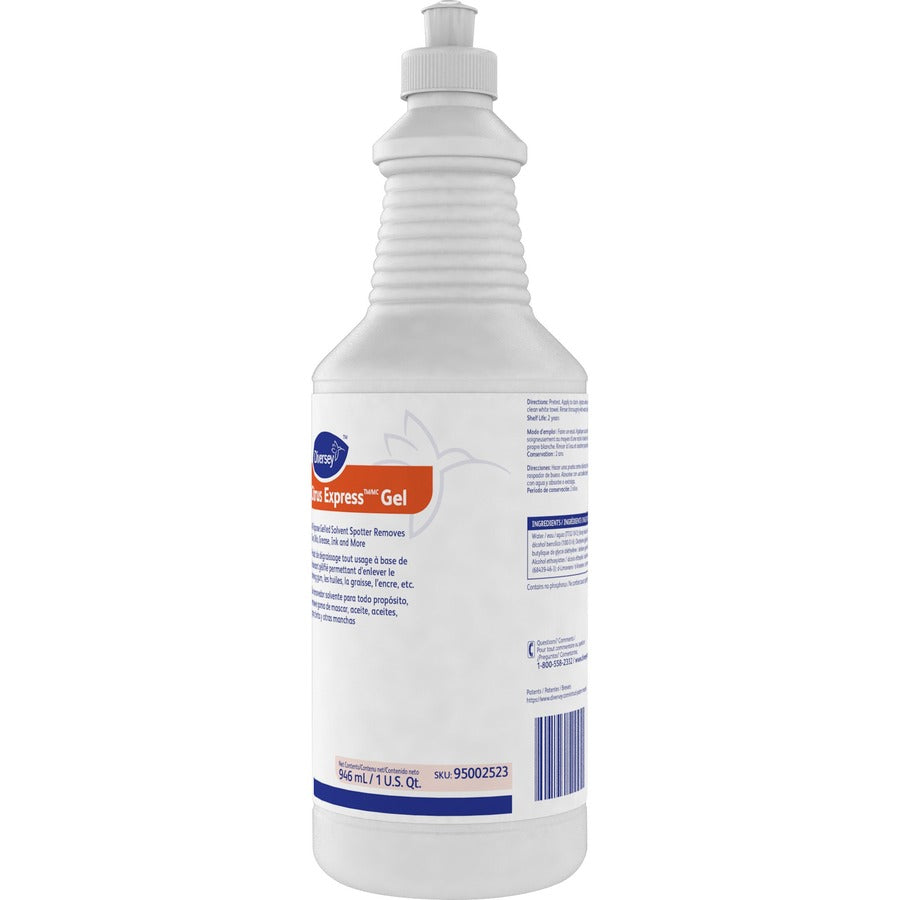 Diversey Citrus Express Gel Solvent Spotter - For Carpet - 32 fl oz (1 quart) - Scent - Floor/Carpet Cleaners &