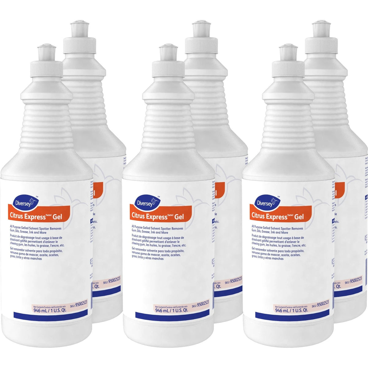 Diversey Citrus Express Gel Spotter - Scent - 32 fl oz - 6/Carton - Floor/Carpet Cleaners & Protectors