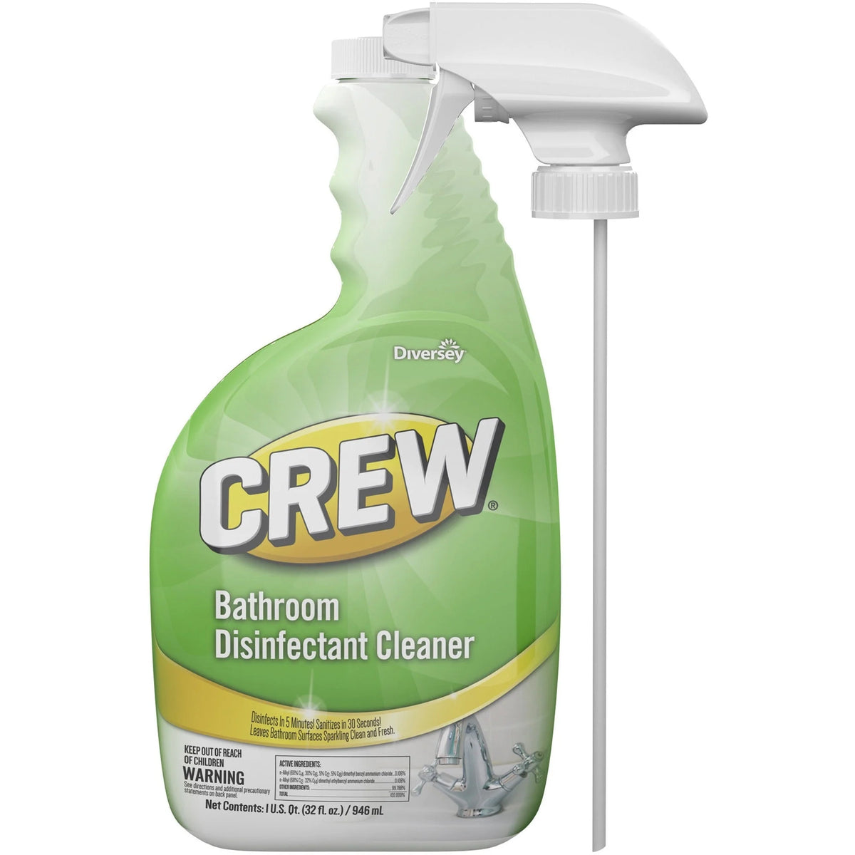 Diversey Crew Bathroom Disinfectant Spray - Fresh Floral Scent - 32 fl oz - 4/Carton - Restroom & Toilet Cleaners