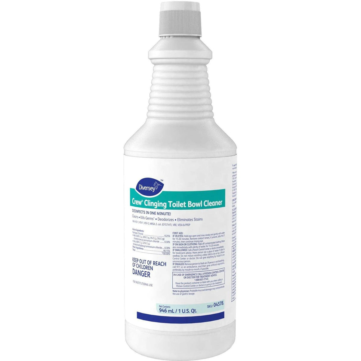 Diversey Crew Clinging Toilet Bowl Cleaner - Heavy Duty Disinfectant - Restroom & Cleaners
