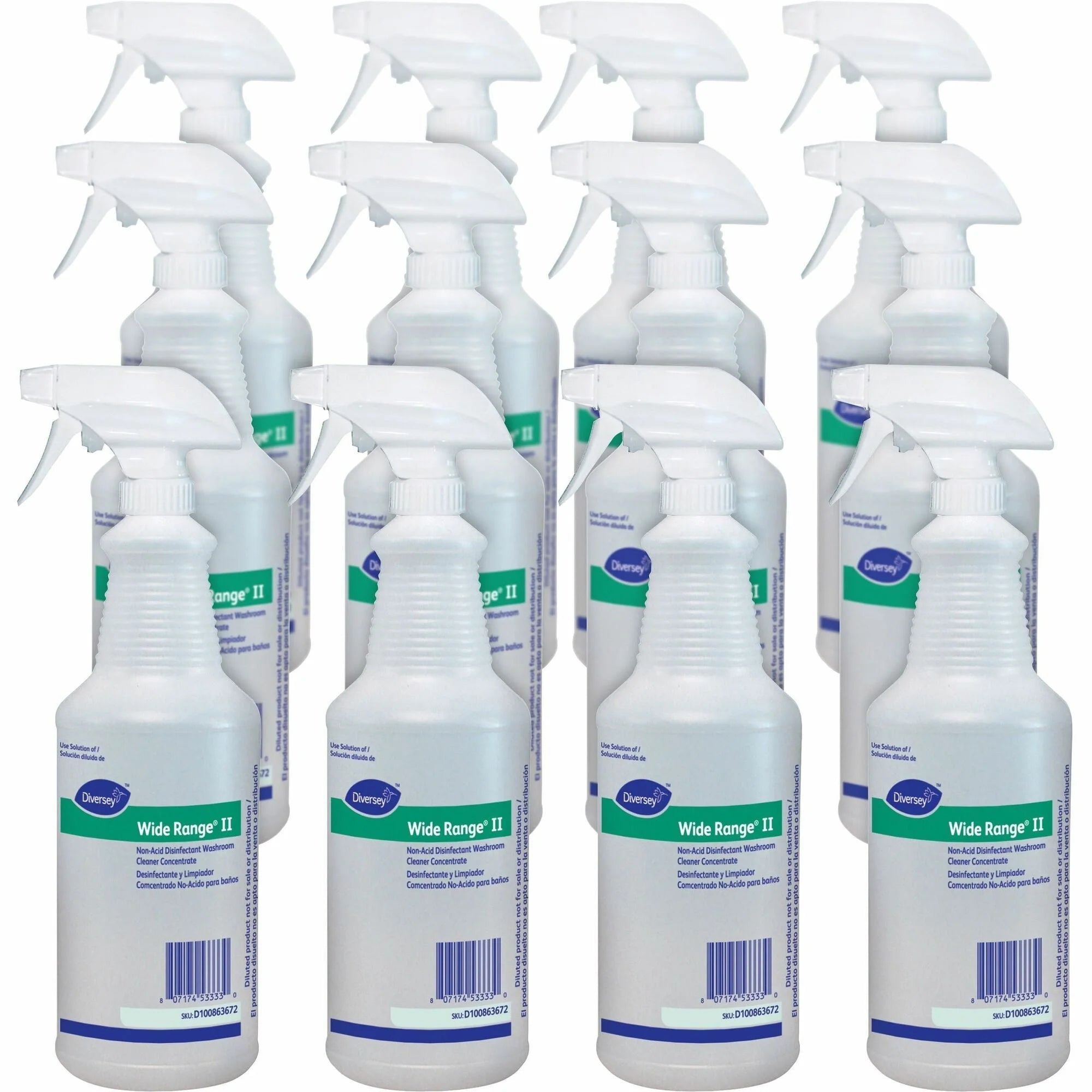 Diversey Disinfectant Spray Bottle - Clear - 12/Carton - Disinfectants