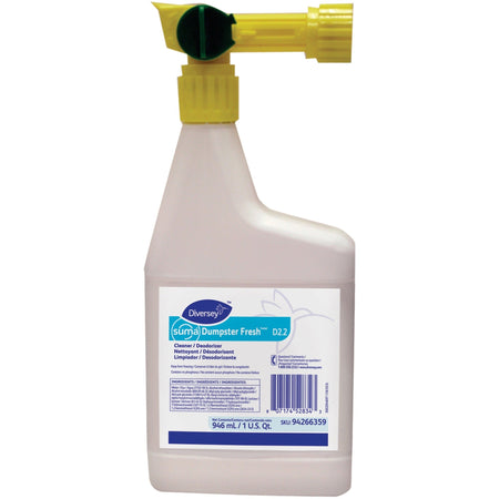 Diversey Dumpster Fresh - 32 fl oz (1 quart) - Floral Scent - Non-pathogenic - Green - 4 / Carton - Deodorizers