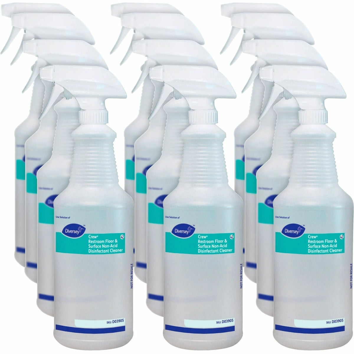 Diversey Empty Spray Bottle: Restroom & Floor Cleaner - Easy-to-Use Labeled - 12/Carton - Sprayer Dispensing Accessories
