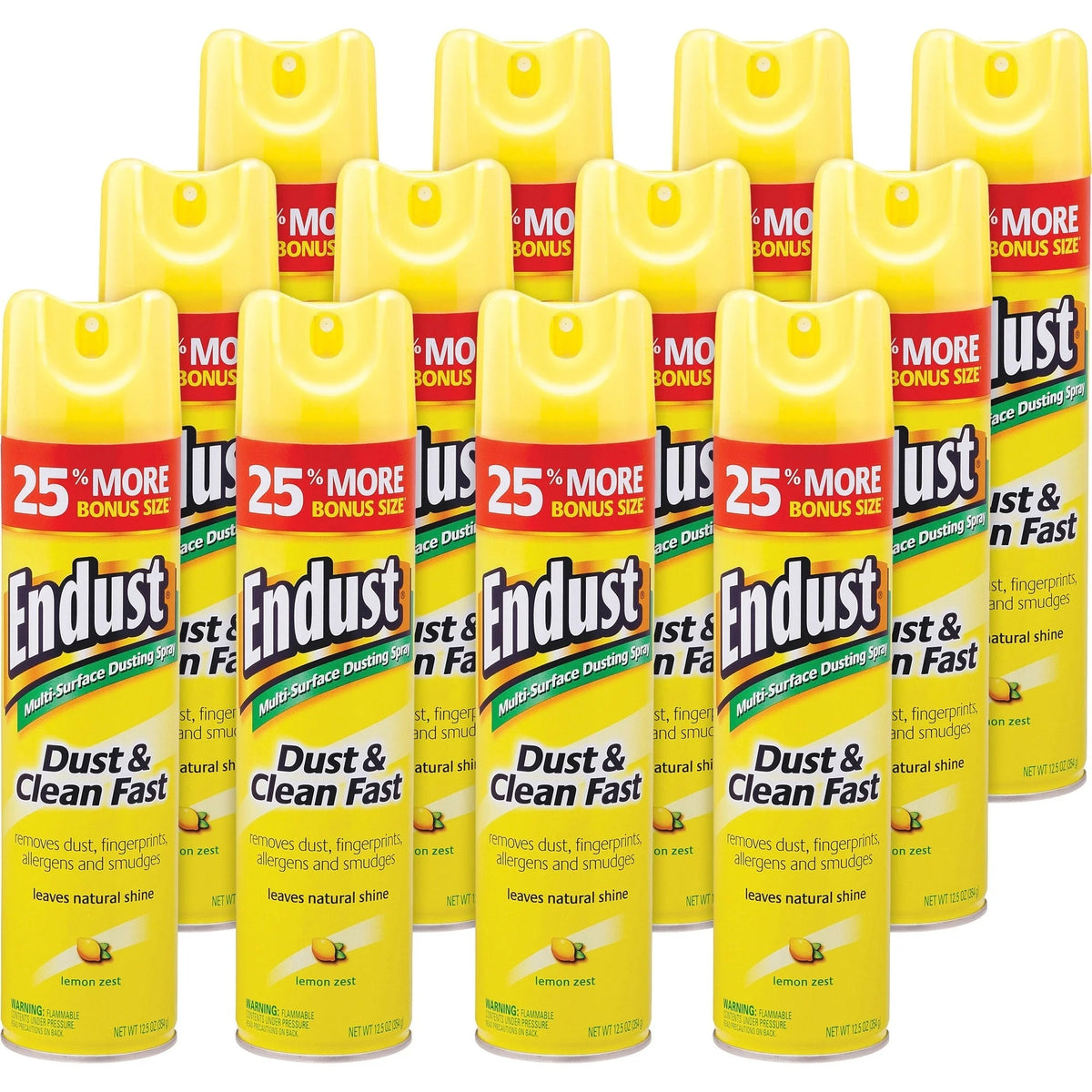Diversey ENDUST Lemon Dust & Clean Spray - 12.50 oz - Zest Scent - Hypoallergenic - 6/Carton - Specialty Cleaners