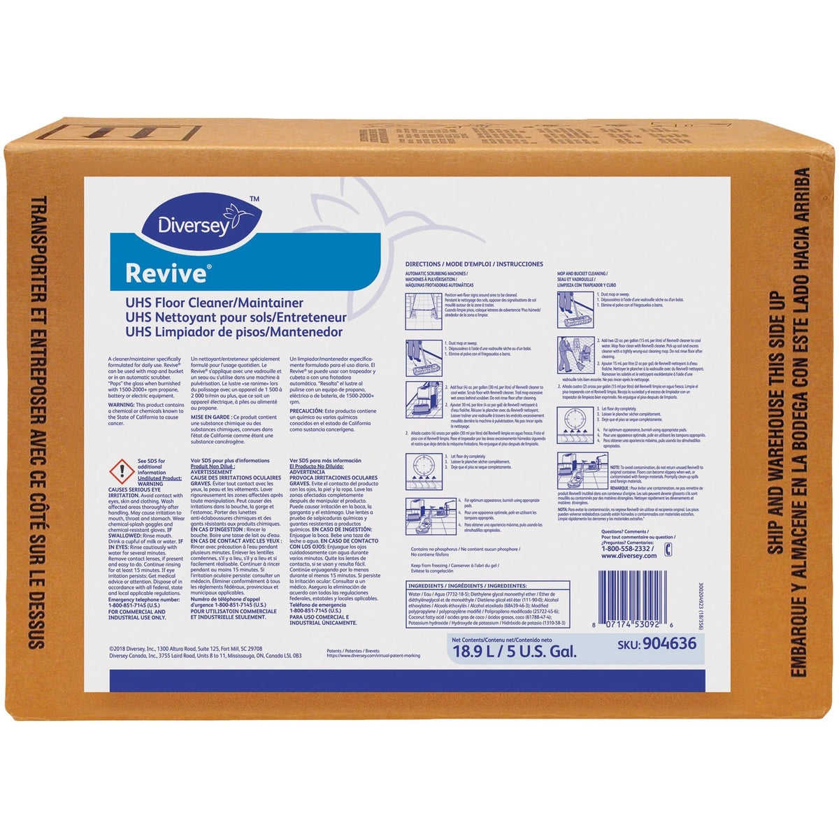 Diversey Floor Cleaner/Maintainer 640 fl oz (20 quart) Pink 1 Each Sweet Scent Quick Dry (DVO904636) - Floor/Carpet