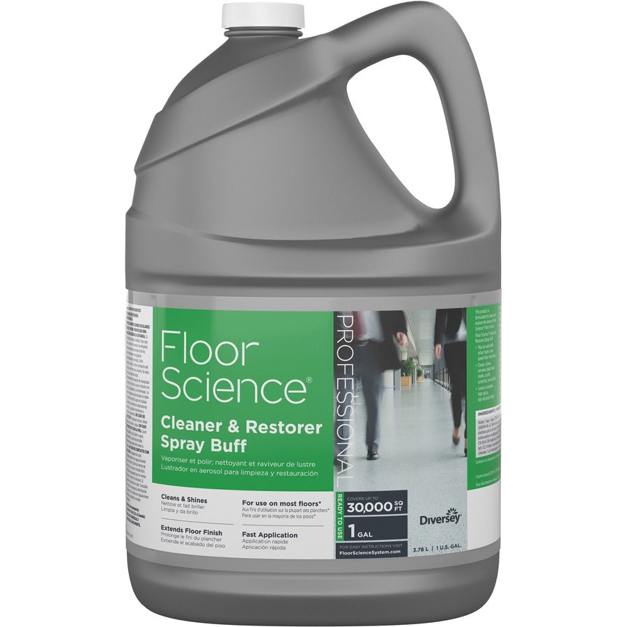Diversey Floor Science Cleaner Spray Buff - Ready-To-Use - 128 fl oz (4 quart) - Characteristic Scent - Durable - Straw