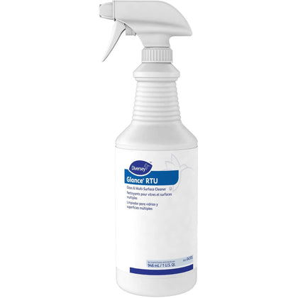 Diversey Glance Glass Cleaner - Ammonia Scent Streak-Free - 32 fl oz - 12/Carton - Cleaners