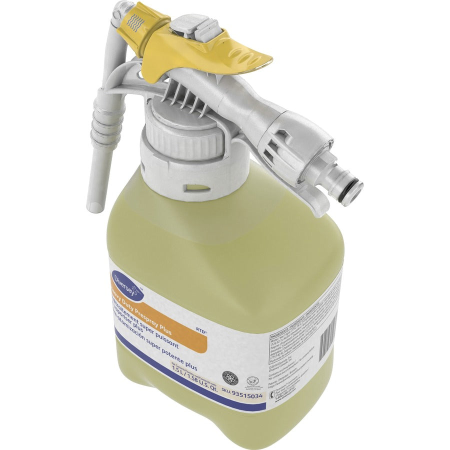 Diversey Heavy Duty Prespray Plus - Ready-To-Use - 50.7 fl oz (1.6 quart) - Floral Scent - pH Neutral - Yellow