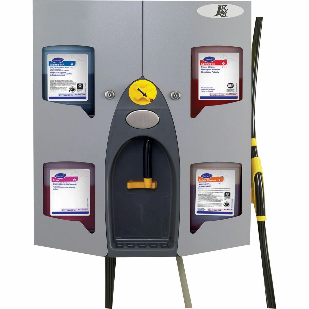 Diversey J-Fill QuattroSelect Dispense System: Gray Steel - 1 Unit - Sprayer Dispensing & Accessories