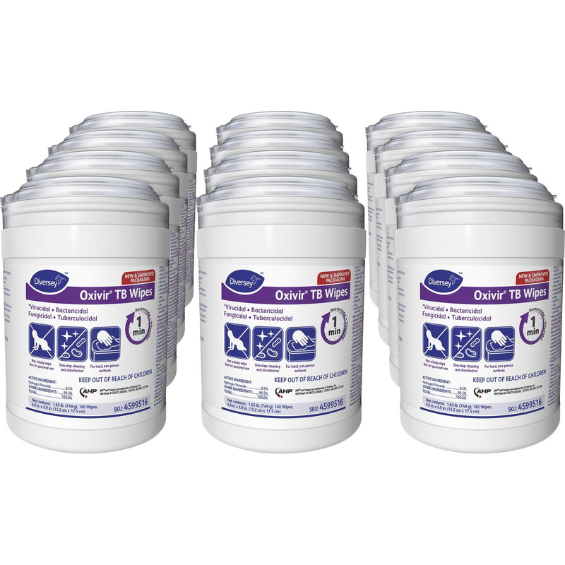 Diversey Oxivir Tb Wipes: Multipurpose Disinfectant - 160 Wipes - VOC-free - Cleaning