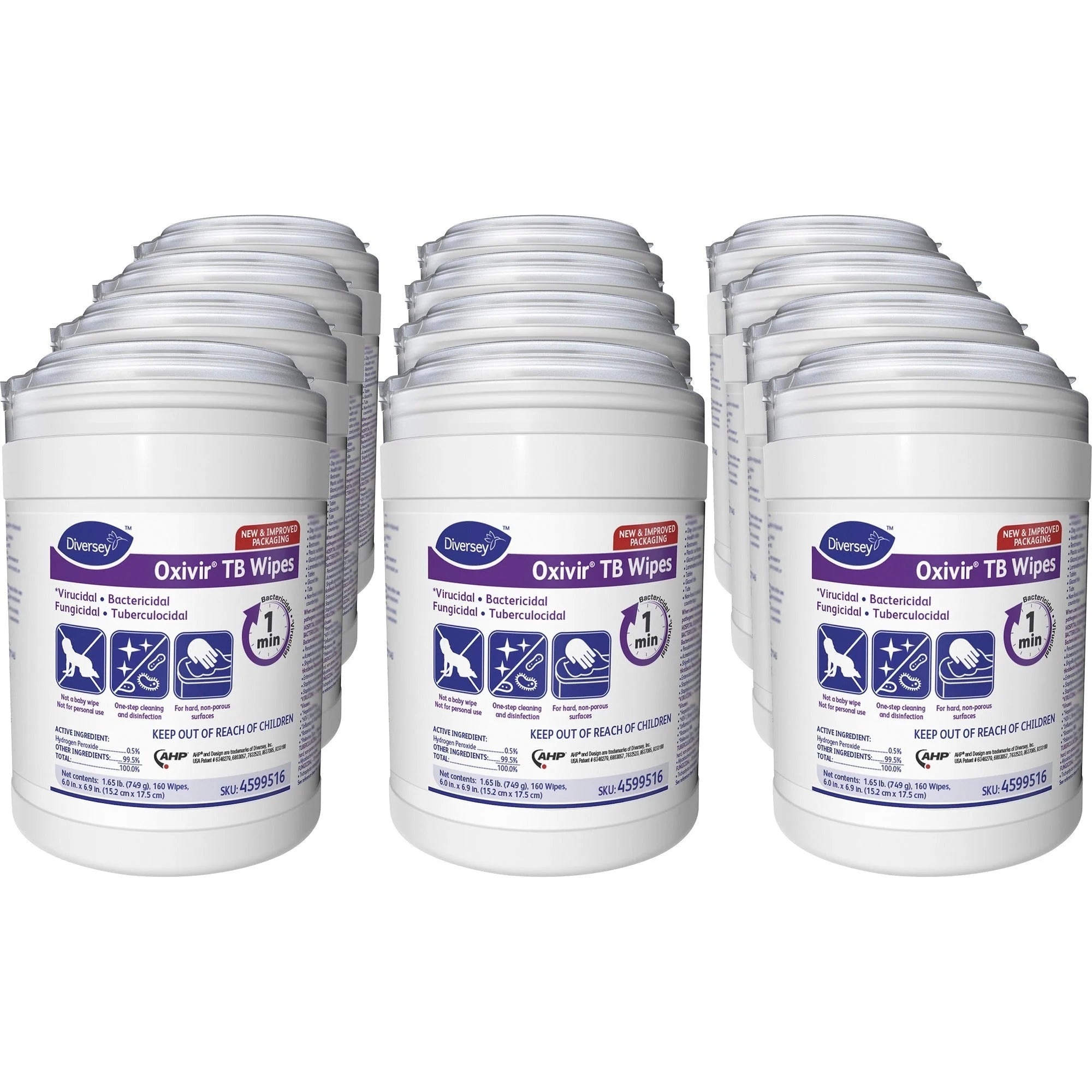 Diversey Oxivir Tb Wipes: Multipurpose Disinfectant - 160 Wipes - VOC-free - Cleaning