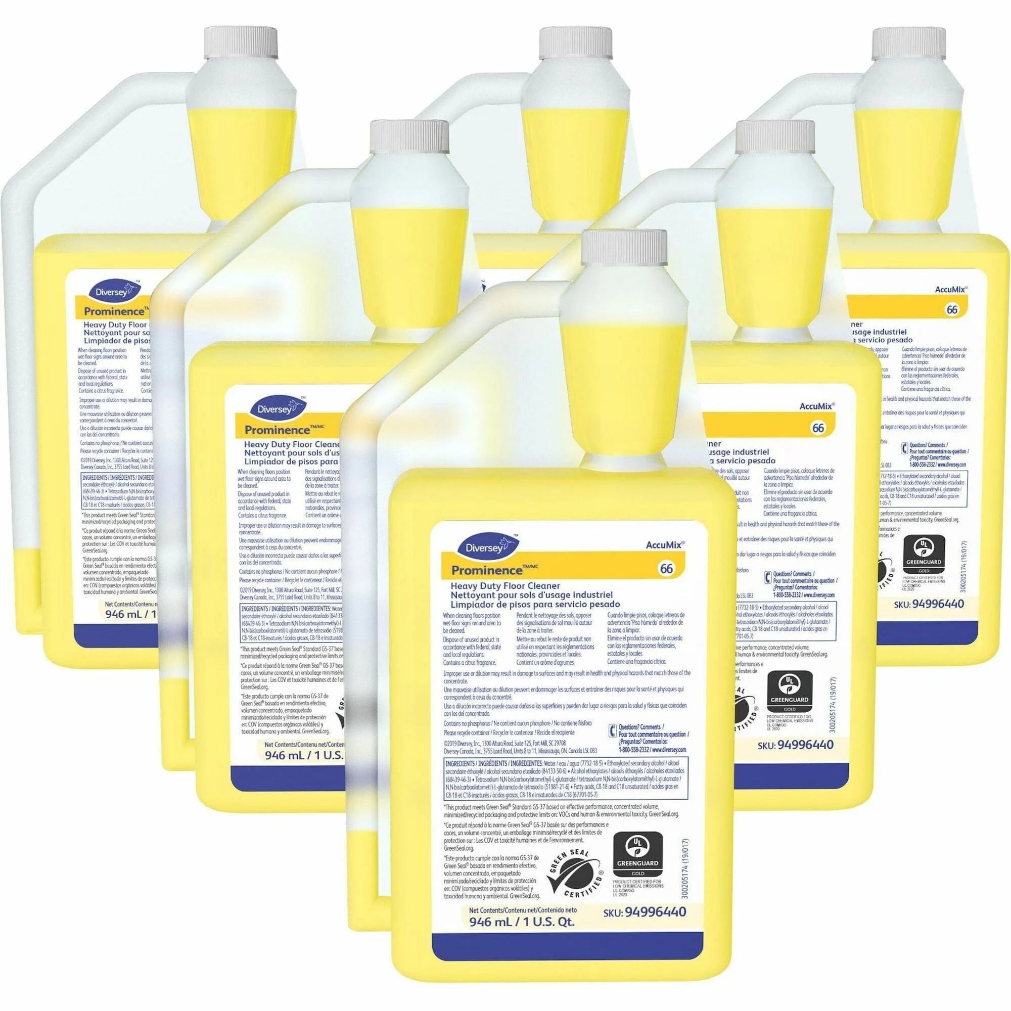 Diversey Prominence Heavy Duty Floor Cleaner: Citrus Scent pH Neutral - 32 fl oz - 6/Carton - Floor/Carpet Cleaners &
