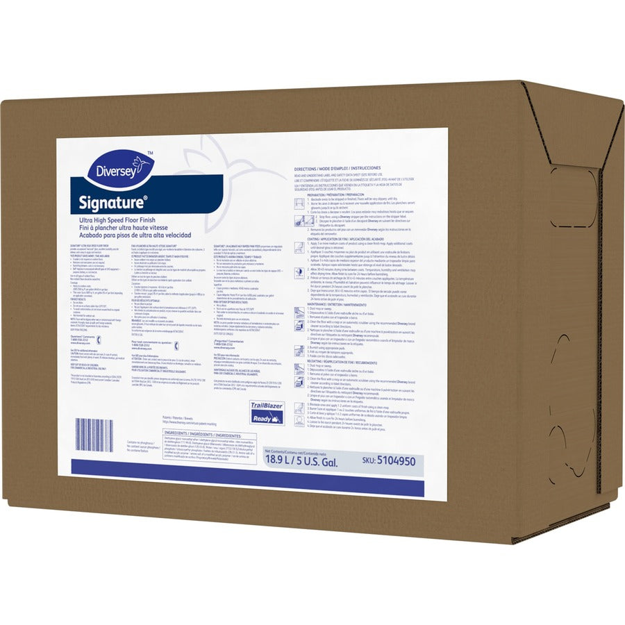 Diversey Signature UHS Floor Finish - 640 fl oz (20 quart) - Ammonia Scent - Durable - White - 1 Box - Floor/Carpet