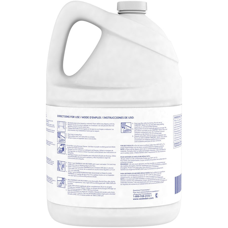 Diversey Snapback UHS Restorer - 128 fl oz (4 quart) - Lemon Scent - Gloss Resistant - Blue - 4 / Carton - Floor/Carpet