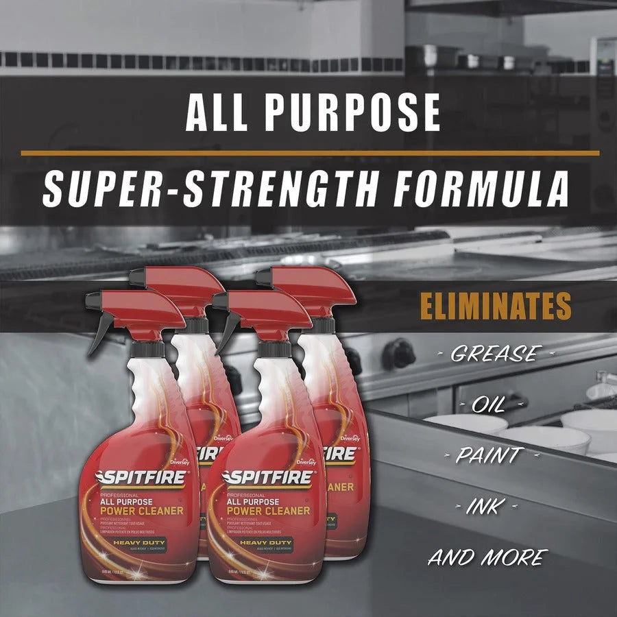 Diversey Spitfire Power Cleaner: Heavy Duty Fresh Scent - 32 fl oz - 8/Carton - Multipurpose Cleaners