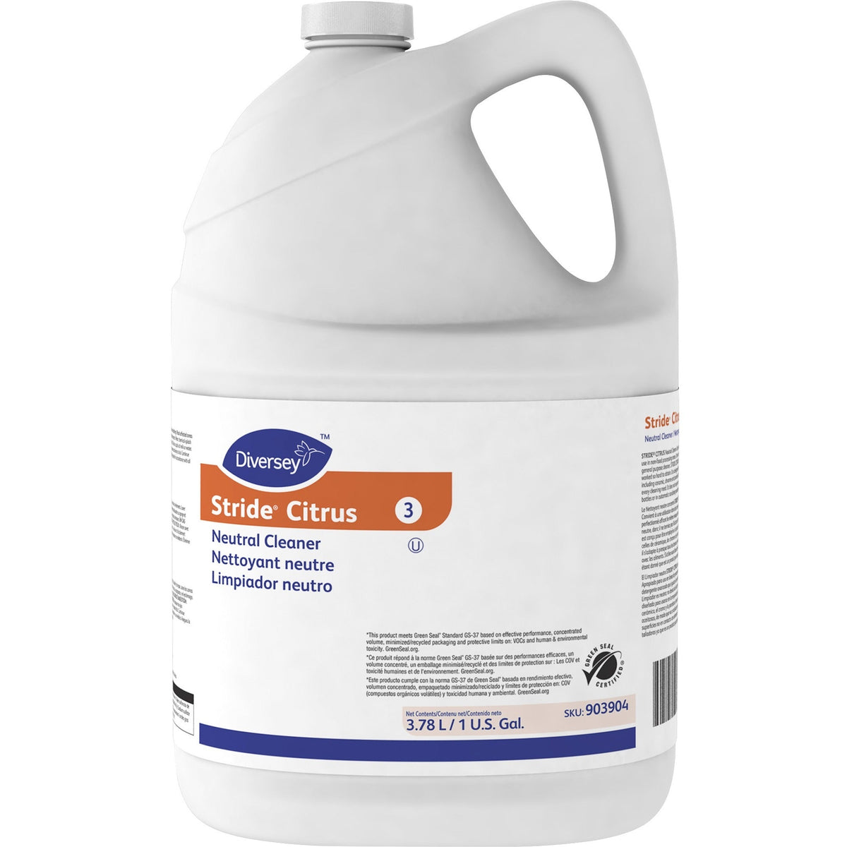 Diversey Stride Citrus Neutral Cleaner - Concentrate - 128 fl oz (4 quart) - Scent - Floor/Carpet Cleaners & Protectors