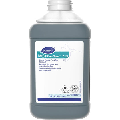 Diversey Suma Pan-Clean D1.5 Concentrate: Floral Scent Non-corrosive - 84.5 fl oz - 2 / Carton - Dish/Dishwasher