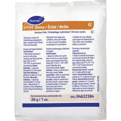Diversey Suma Shine Portion Pak: Utensil Cleaner - 0.99 oz - Fragrance-free - Specialty Cleaners