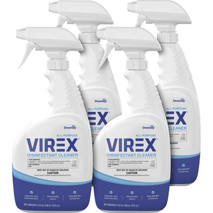 Diversey Virex Disinfectant Cleaner - Citrus Scent - 32 fl oz - 4/Carton - Disinfectants