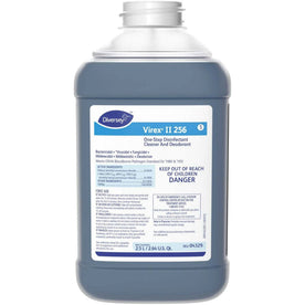 Diversey Virex II 256 Disinfectant Cleaner: Minty Scent 84.5 fl oz - 2.6 quart - Non-porous - Deodorize - Blue