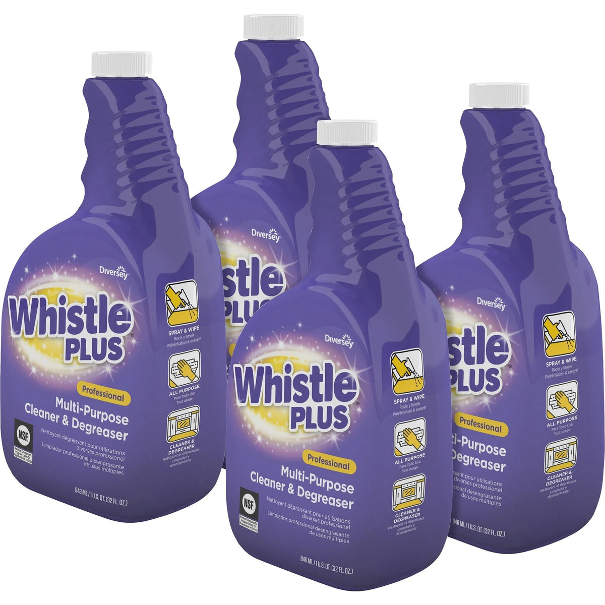 Diversey Whistle Plus Cleaner & Degreaser: Heavy Duty Citrus Scent - 32 fl oz - 4/Carton - Multipurpose Cleaners