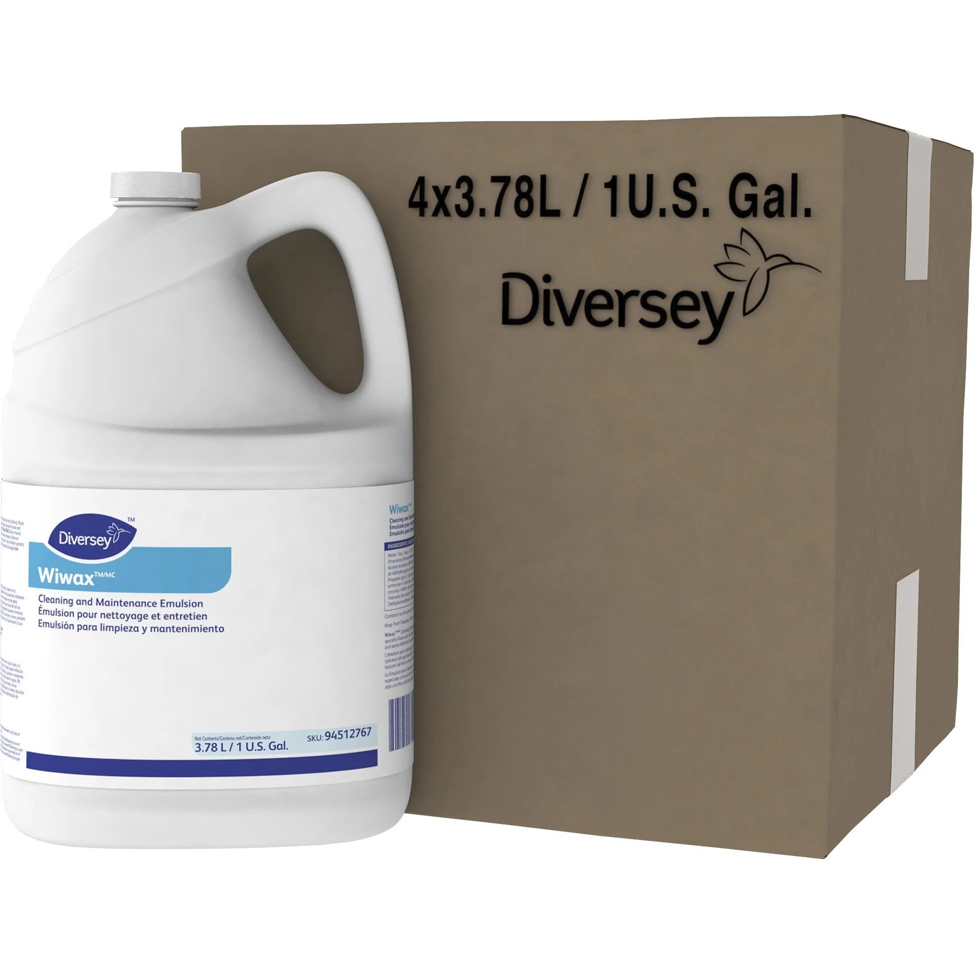 Diversey Wiwax Cleaning Emulsion: 128 fl oz - Characteristic Scent - White Bottle - Specialty Cleaners
