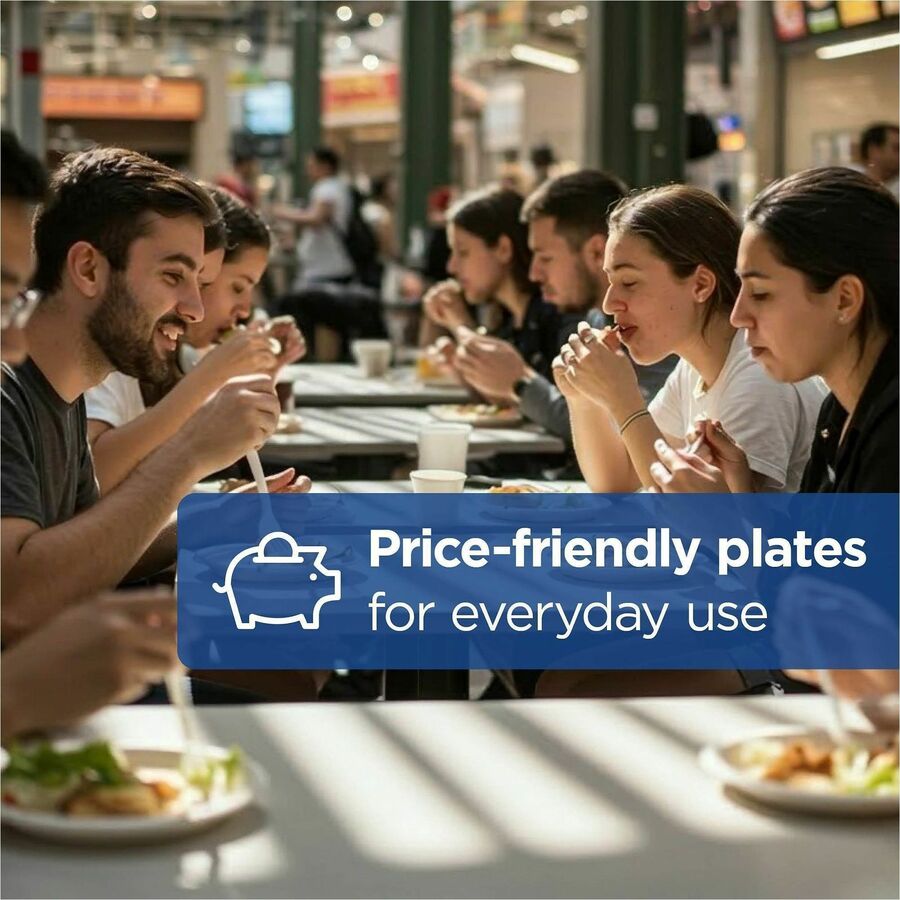 Dixie Basic® 8-1/2’’ Lightweight Paper Plates by GP Pro - Microwave Safe - 8.5’’ Diameter - White - Body - 125 / Pack